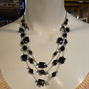 Black and Silver Multi-Strand Necklace